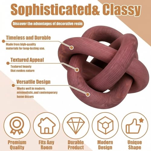 Yalikop 3 Link Wood Knot Decor Rustic Table Shelf Accents, Reddish-Brown - color: Reddish-brown