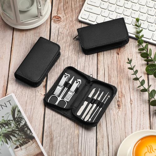 Coume 24 Sets Mini Manicure Kit for Women Men Nail Clippers, Black - color: Black