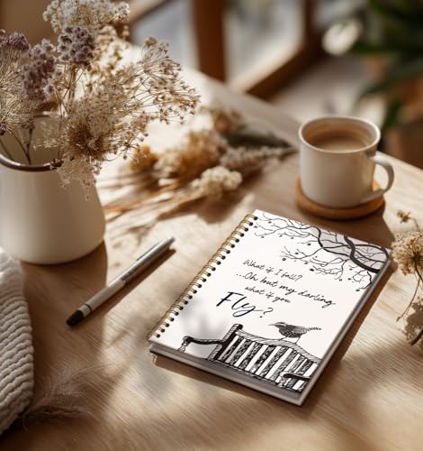 Notebooks Journal For Women-Floral Cute Notebook For Men Friends Gifts On Birthday Christmas Mother's Day,What If I Fall What If You Fly Positive Sign Gold Spiral Bound Hardcover,5.8"x8.3" - color: If you fly