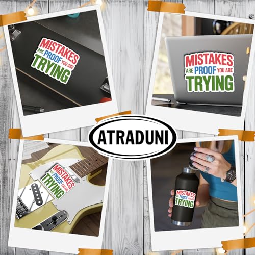 (3Pcs) Mistakes are Proof You are Trying Stickers Motivational Inspirational Quote Positive Gifts Waterproof Vinyl Decals for Kindle Water Bottle Bumper Car Hard Hat Phone Laptop Size 2.5" x 3" - color: Mistakes Are Proof You Are Trying