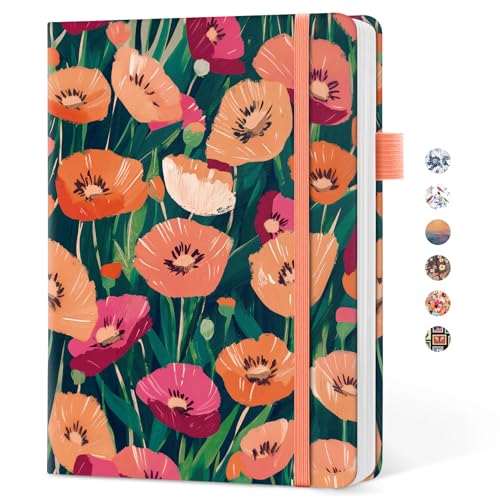 Taja Pretty Lined Journal for Women, Aesthetic Hardcover Leather Journal - color: H-Golden Blush, size: A-Lined