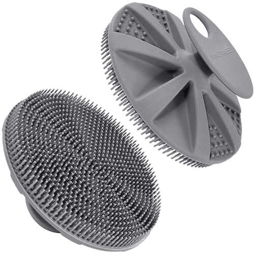 INNERNEED Food-Grade Soft Silicone Body Scrubber Shower Brush, Gray - color: Gray
