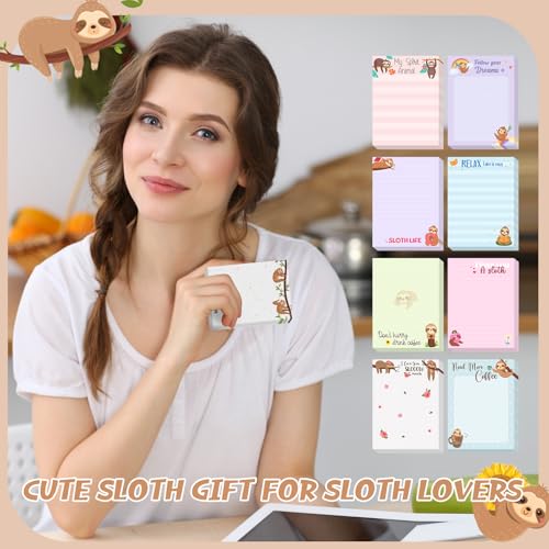 Chiisong 12 Pcs Sloth Sticky Notes Cute Cartoon Sloth Gifts - style: Sloth Style