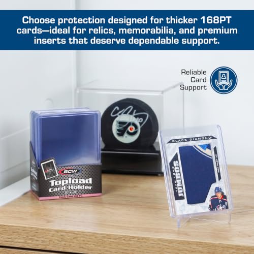 BCW 168 Pt Thick Card Topload Holders for Relic and Patch Cards, 10 Count - color: 168 Pt. / 4.25 Mm