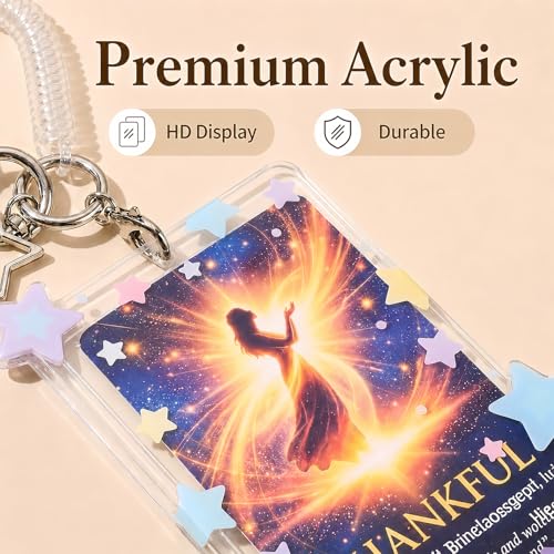 Cute Star Acrylic Photo Card Holder Keychain - color: Purple Stars