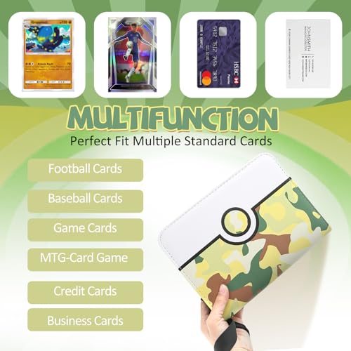 Collectible Trading Card Binder, 400 Pockets Card Holder with 50 Removable Sleeves, Portable Collection Binder Album Book Case Storage, Zipper Card Protective Sleeves for TCG, Sports Card - color: First Opportunity Camo