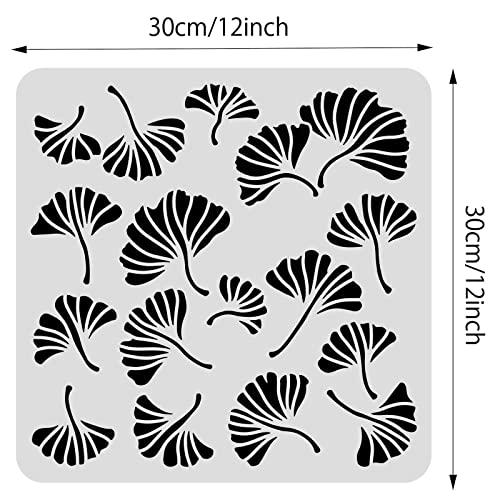 BENECREAT Ginkgo Leaves Drawing Stencils, 12x12inch Autumn Tree Leaf Painting Templates for Scrapbooking, Fabric, Floor Furniture, Wall Art