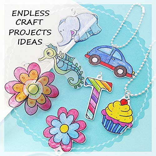 Benvo 157 Pcs Heat Shrink Plastic Sheet Kit Shrinky Art Film Paper 20 Pcs with 135 Pcs Keychains Accessory Ear Hooks Chain Beads Lobster Clasps and Hole Punch, Tweezer for Creative DIY Handmade Craft - size: 157 PCS A5 Shrink Paper with Accessory