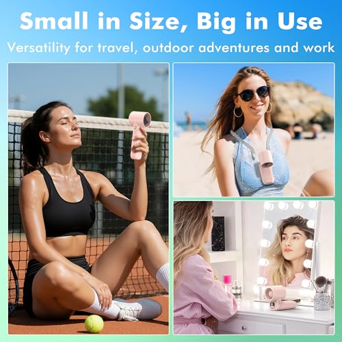 AMACOOL Portable Handheld Turbo Fan, Max 20 Hours Runtime, Gifts for Women - color: Pink