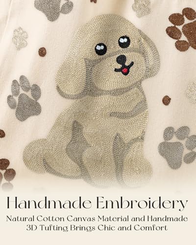 Miss Adola Embroidery Canvas Tote Bag with Pocket & Buckle - color: Dog