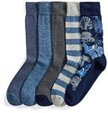 Amazon Essentials Men's Comfortable Patterned Dress Crew Socks, 5 Pairs - color: Blue/Grey, size: 8-12