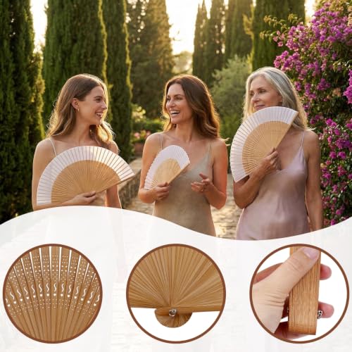 Nydotd Hand Fan for Women Foldable Chinese Japanese Vintage Bamboo Silk Fan for Hot Flashes Dancing Festivals Church Party Gift