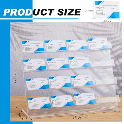 Dunzoom Business Card Holder for Desk, 16 Slots Acrylic Card Display Stand - style: 16 Slots