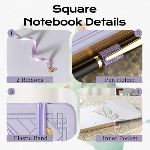 TIEFOSSI Dotted Square Journal Notebook 160 Pages for Women & Men(8 x 8) - color: Light Purple, size: Square-Dotted
