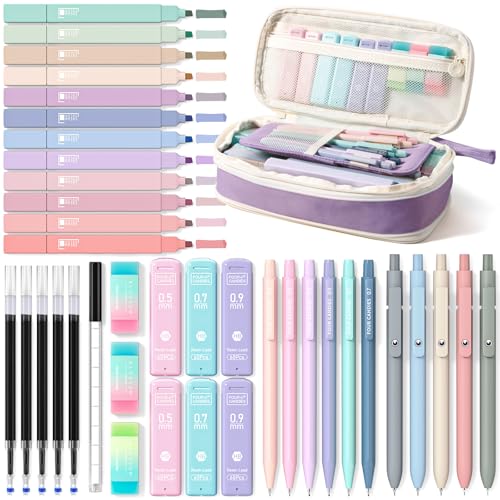 Four Candies School Supplies with Cute Pencil Case, 39ct, Purple - color: Purple, size: 39 Count (Pack of 1)