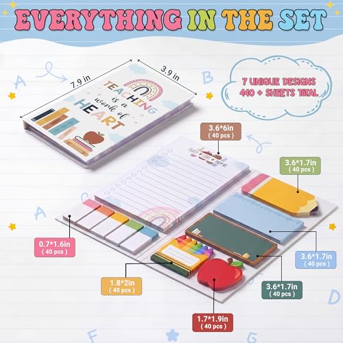 BEAWART Teacher Sticky Notes Set, Rainbow Boho Classroom Appreciation Gift - color: Rainbow Boho Teacher Sticky Notes