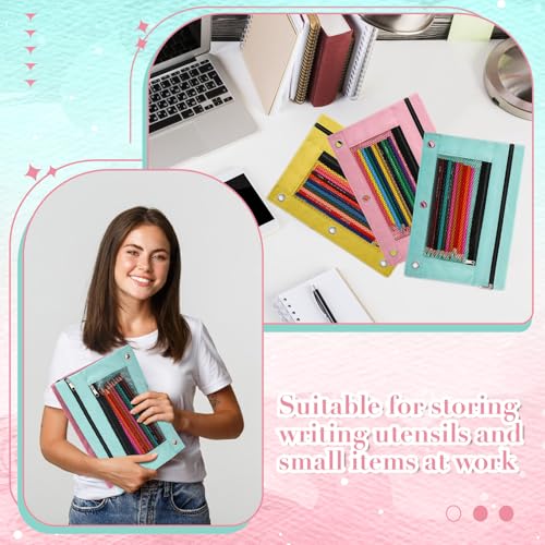 Zhehao 100 Pcs Classroom Binder Pencil Pouches, Macaron, 2 Zipper - color: Macaron, style: 2 Zipper