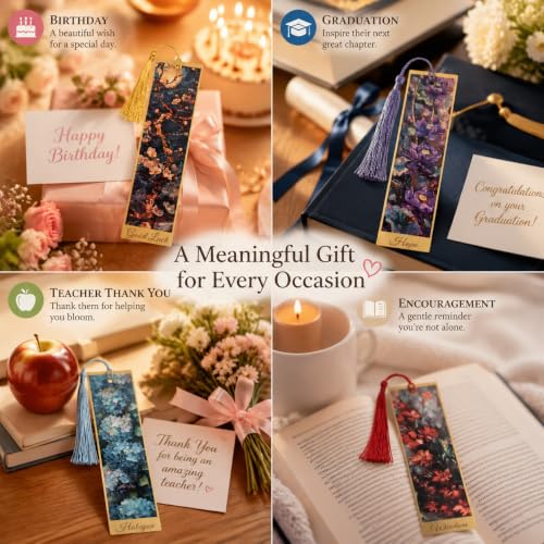 5Pcs Printed Paper Floral Vintage Oil Painting Book Marks with Tassels - color: Set a
