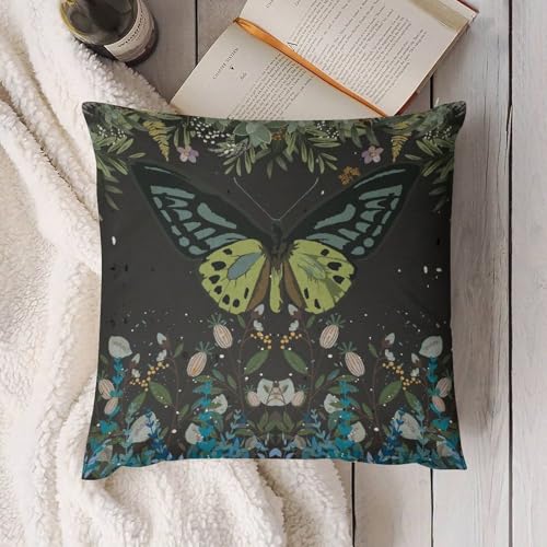 Mysterious Wildflower Butterfly Pillow Covers Spring Night Gothic Garden Floral Home Decor Sofa Bedroom Cushion Outdoor Indoor Decorations 16 "x16 - color: Butterfly-7, size: 16" x 16" (Pack of 2)