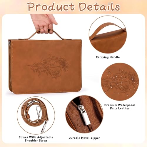 Justforjoyful Floral Brown Bible Cover Case Journaling Kit