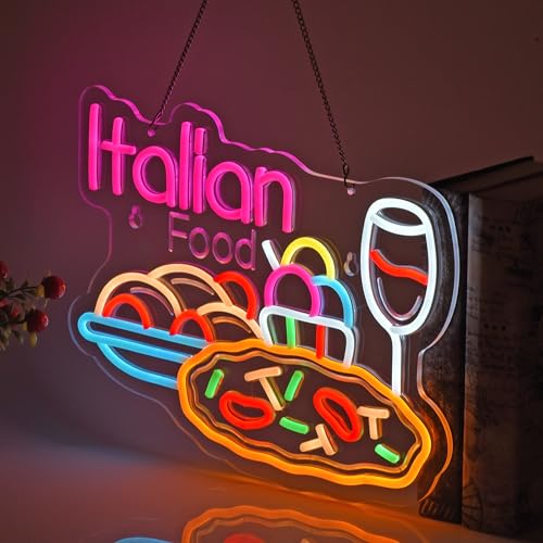 Italian Food Neon Sign,Italian Restaurant LED Light Wall Decor Sign - color: Pink-ITALIAN FOOD