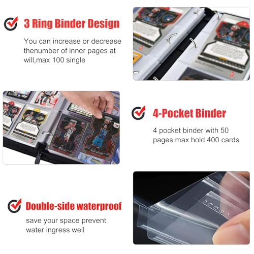 400 Pockets Basketball Card Binder, Portable Waterproof PU Storage Album,X1 - color: Basketball-400