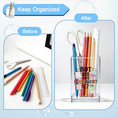 But Did You Document It Acrylic Organizer Pencil Pen Holder, HR Humor Office Desk Accessories Holder, Funny Office Decor Gifts for Women Human Resources Accountant Programmer Graphic Coworker - color: Clear 1