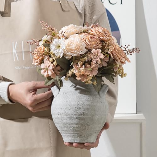 Ceramic Flower Vase, 7.36" Decorative Vase for Rustic Home Décor - color: Rustic-25011-1