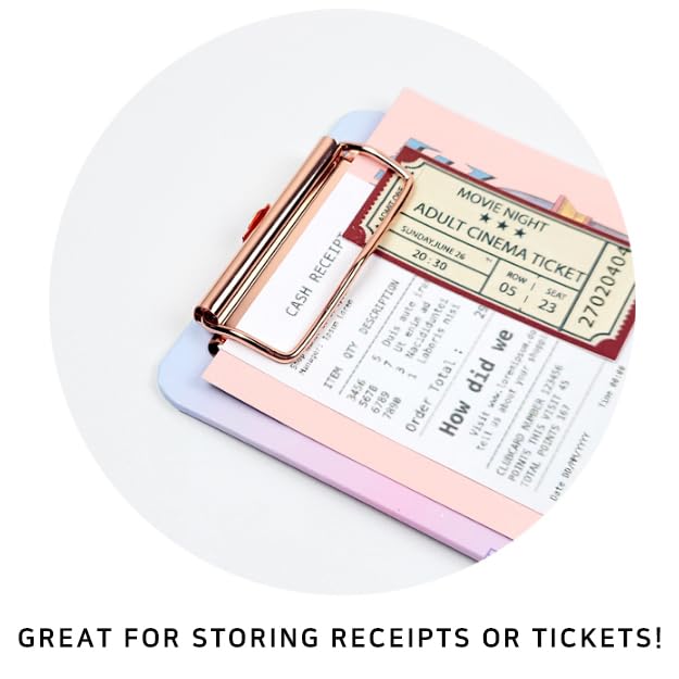 Aesthetic Mini Clipboard with Tear-Off Memo Pad, 7.1 x 3.94, Rose Gold Clip