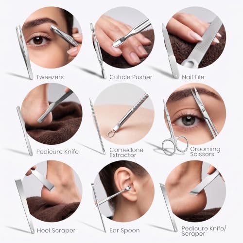 Utopia Care Manicure Set Professional Nail Clippers Kit - color: Silver, size: Pack of 16