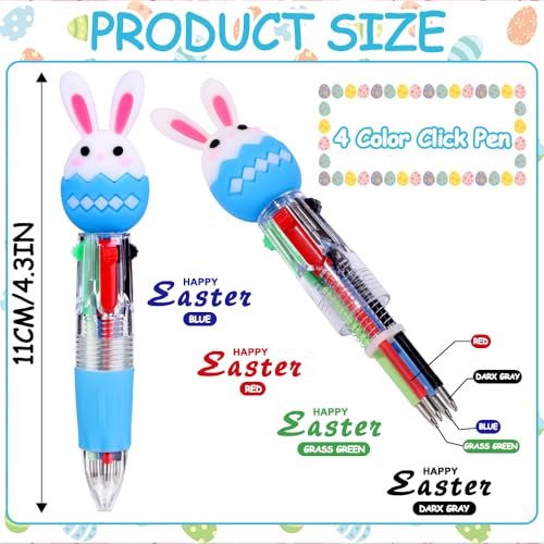 24PCS Easter Fun Pens Bunny Easter Egg Multicolor Pens for Basket Stuffers - style: Easter Eggs-24pcs