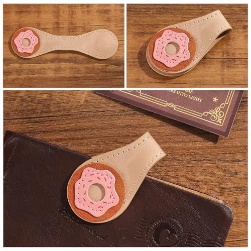 2PCS Vintage Magnetic Leather Bookmark, Leather Magnetic Bookmarks for Women, Magnetic PU Bookmarks Clip Book Accessories - style: Donuts and Cookies