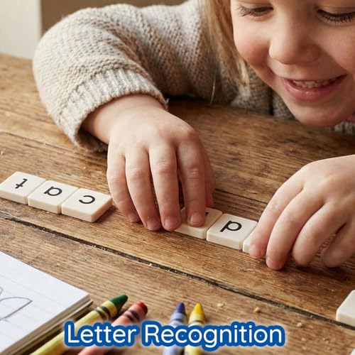 BOHS English Spelling Game for Kids, 60 Picture Cards and Lowercase Tiles - style: lower case