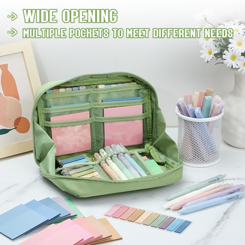 Jutom 39 Pcs Aesthetic Book Annotation Kit,Green,Kawaii Style - color: Green, style: Kawaii Style