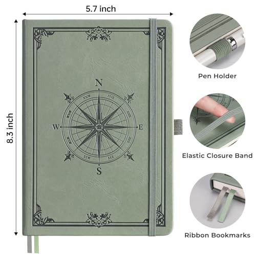 AHGXG Dotted Journal Notebook, 192 Pages, A5 Medium Size (5.7'' x 8.3'') - color: Light Green