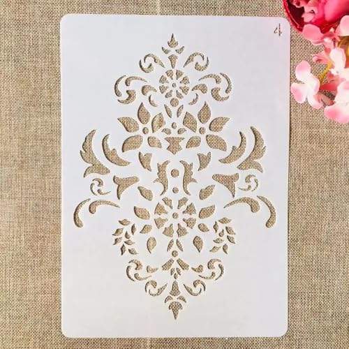TIAMECH A4 Reusable Vintage Floral Totem Stencil for Painting - style: Vintage Floral Totem