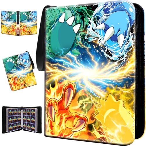 9 Pocket Trading Card Binder Fits 900 Cards, Portable Card Collector Album - color: 4 Protagonist Design-900 Cards