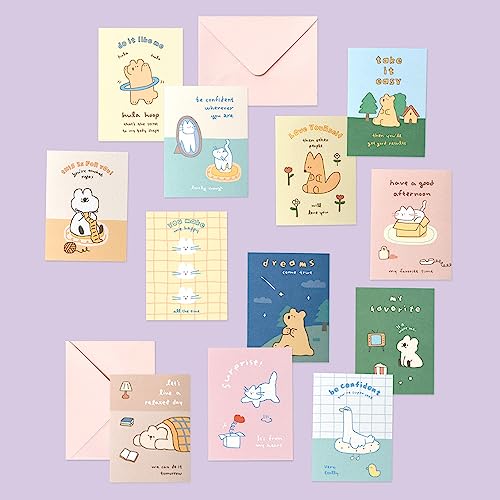 Monolike Day-by-day Card, Story town afternoon Ver.1 - Mix 36 Mini Single cards, 36 envelopes, 36 stickers Package - color: Story town afternoon Ver.1