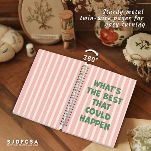 Cute Journal for Girls，Pink Spiral Notebook A5 Hardcover， - color: Happy