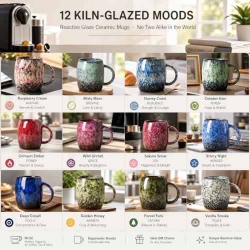Celadon Rain Ceramic Mug, 14oz Reactive Glaze Mug, Housewarming Gift - color: 14OZ - Celadon Rain · RENEW