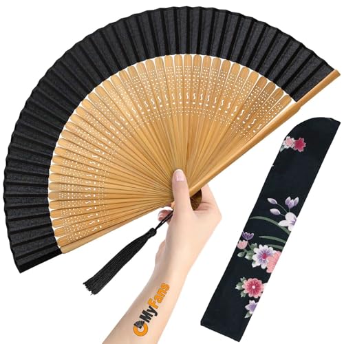 Hand Fan for Women Foldable - Folding Chinese Japanese Vintage Bamboo Silk Fan - Ideal for Hot Flashes, Church, EDM, Festivals, Dancing and Gifts (Bamboo-S) - color: Bamboo-s