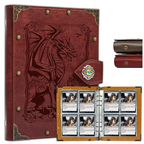 DUROTAN Trading Card Binder-4 Pocket Can Hold 240 Cards Portable Card - color: 2-DragonKing-Red