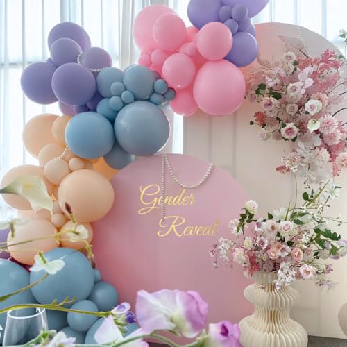 Pastel Pink Purple Blue Balloon Garland Arch Kit (166 PCS) - color: Blue-pink-purple