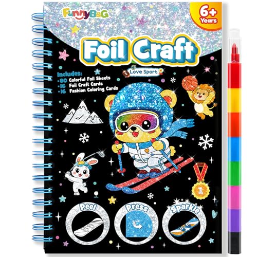 FUNNYB&G Foil Art Craft Kit for Kids, Sparkly Birthday Gift Toy for Kids - style: Love Sport