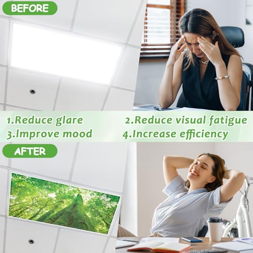 6 Pcs Fluorescent Light Covers with 60 Magnets Decorative for Classroom Ceiling Lights 4 x 2 Feet Magnetic Light Cover Filter Easy Install for Office Hospital Home Ceiling Supplies (Rainforest) - color: Colorful
