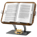 Book Stands for Reading,Adjustable Book Holder with 360° Rotating Metal Base,Foldable Cookbook Stand, Reading Hands Free with ABS Expandable Page Clips for Recipe,Textbook,Laptop - color: Gunmetal