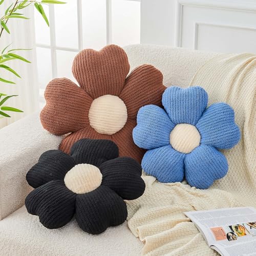 Kcvvcr Flower Throw Pillow, Cute Flower Shaped Pillow Decorative Throw Pillow for Bed Couch, Soft Daisy Pillows Floor Seating Cushion Cushions (14.9 Inch Brown) - color: Brown, size: 14.9 Inch