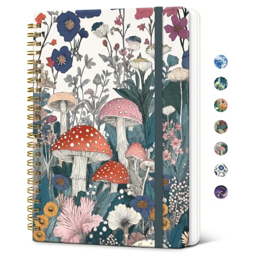 Taja Spiral Lined Journal for Women, Pretty Hardcover Journal Notebook, A5 - color: O-Vivid Mushroom