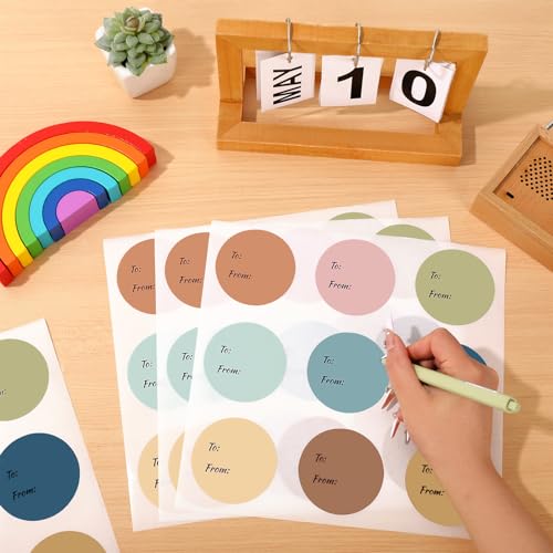 Whaline 315Pcs Boho Gift Tag Stickers 2.5 Inch Neutral Style Self-Adhesive Label Decals Round to and from Sticker for Gift Envelope Sealing Birthday Baby Shower Party - color: Boho