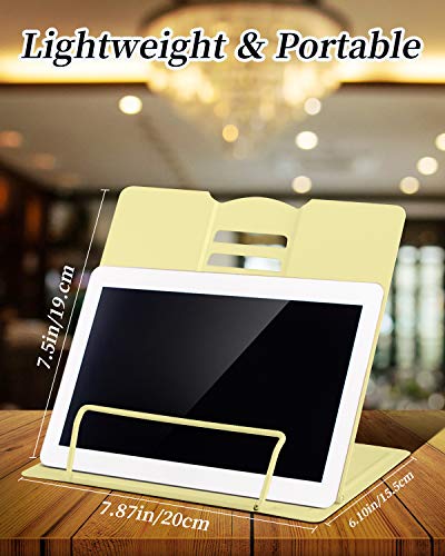 MSDADA Desk Book Stand Metal Reading Book Holder Adjustable Cookbook Holder - color: Light Yellow